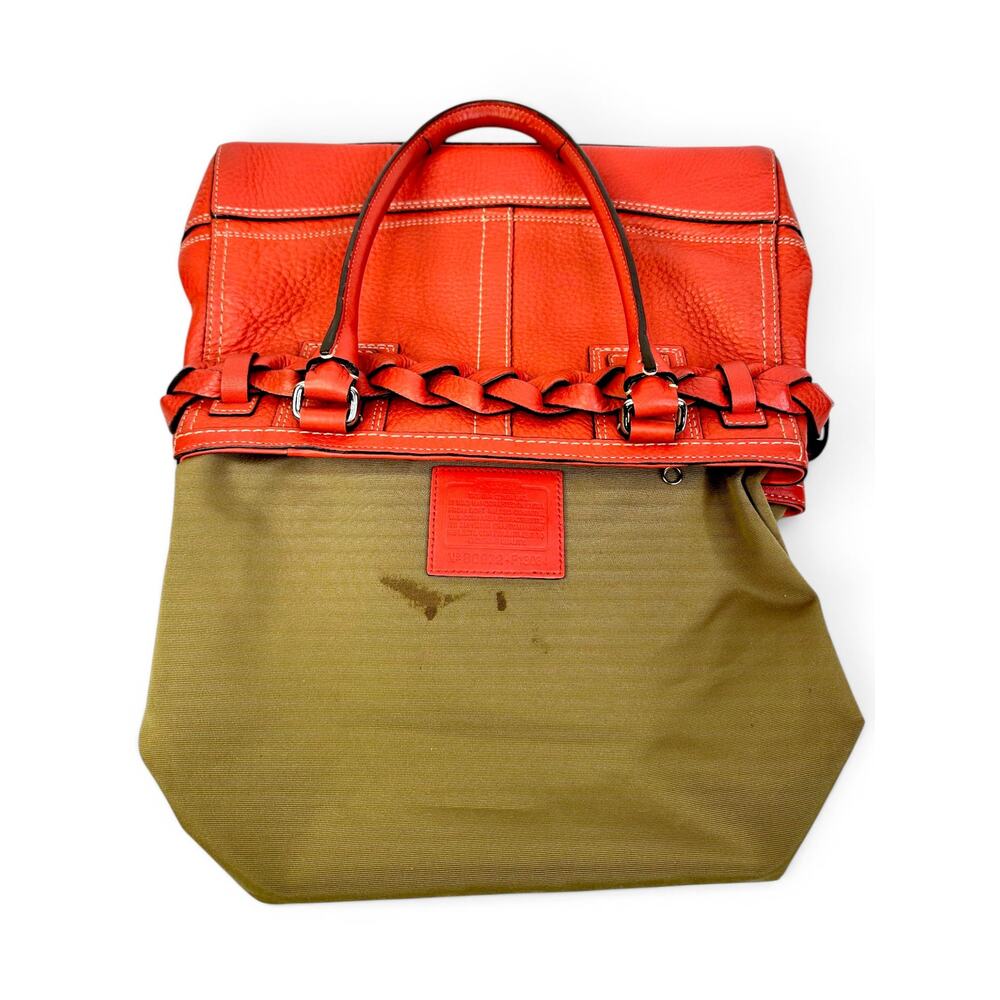 Vintage Coach Hamptons Braided Pebbled Leather Shoulder Bag W/ Red Tassel - Picture 14 of 16